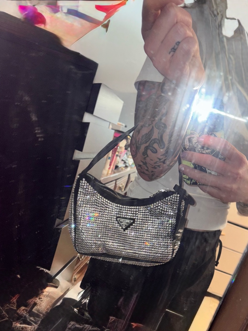 RARE Prada Silver Crystal-Embellished Handbag💜💣 - Picture 2 of 8